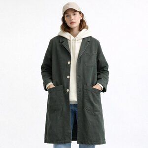 P&Co Janitor Coat Size 8 Dark Green Workwear Chore Jacket Quilted Lining